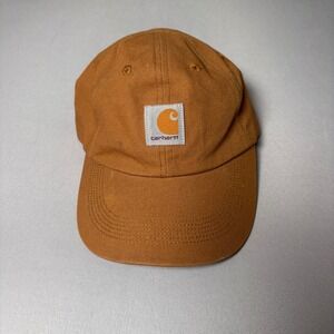 Carhartt Kids Canvas Ball Cap Brown Adjustable Hook Loop Strap Hat One Size